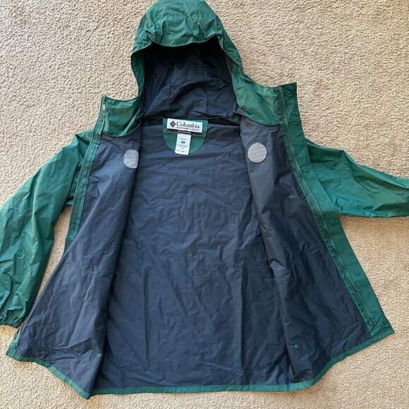 Columbia Jacket Mens Medium Full Zip Green Hood Polyvinyl Pockets Vtg P Pleasant - Picture 3 of 12